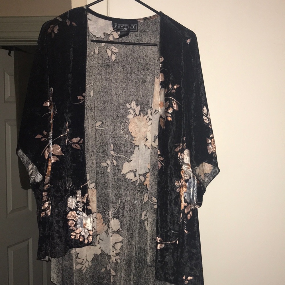 Velvet floral sweater/jacket!